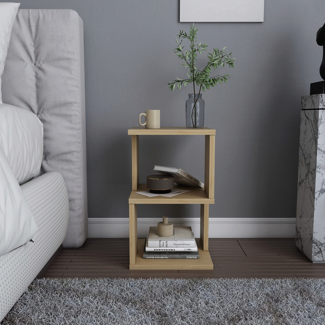 Noptiera, Hanah Home, Carter, 29.6x29.6x49.4 cm, Stejar - imagine 7
